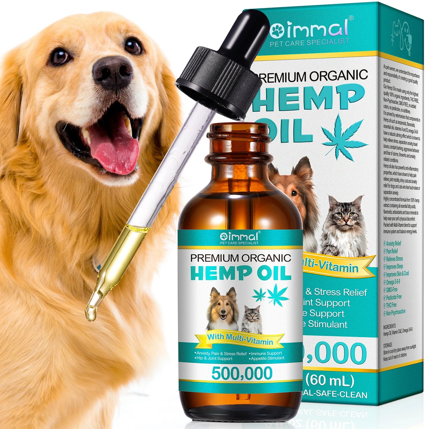 Hemp-Seed Oil with Multi-Vitamin for Dogs And Cats Hip and Joints Support Skin Health