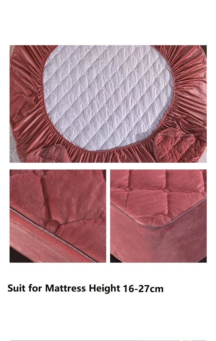 Luxurious Sleep Oasis: Plush Crystal Velvet Mattress Cover
